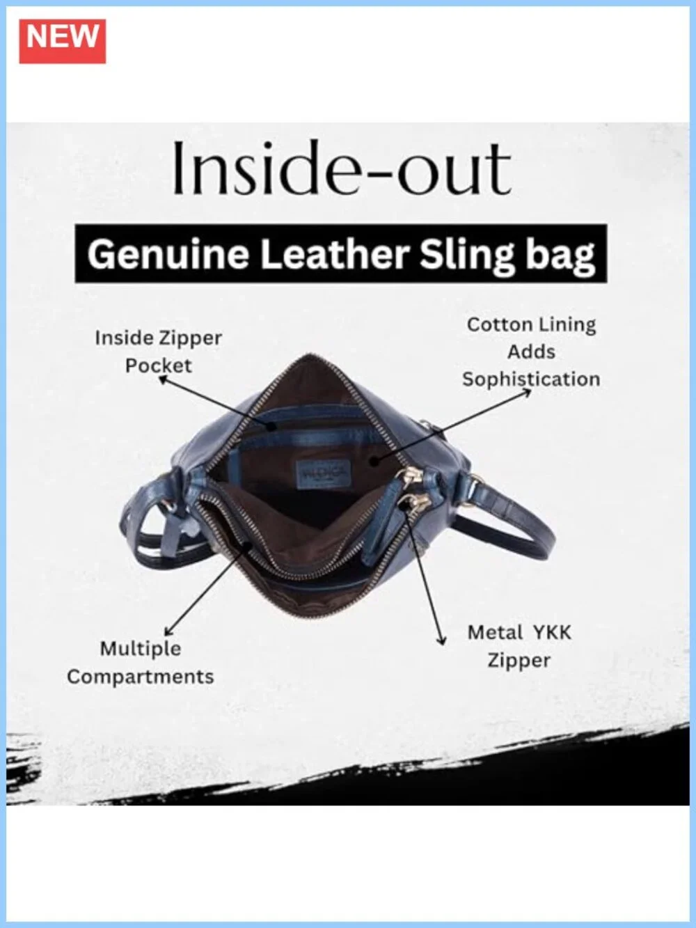 Genuine Italian Leather Boho Studded Crossbody Sling Bag